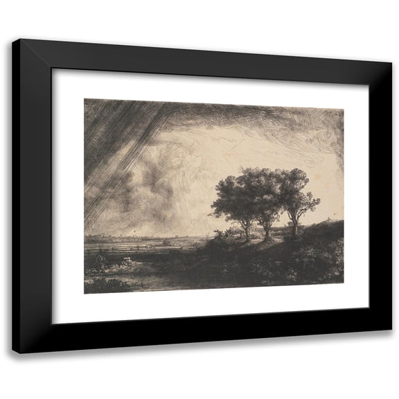 Rembrandt van Rijn 14x12 Black Modern Framed Museum Art Print Titled - The Three Trees