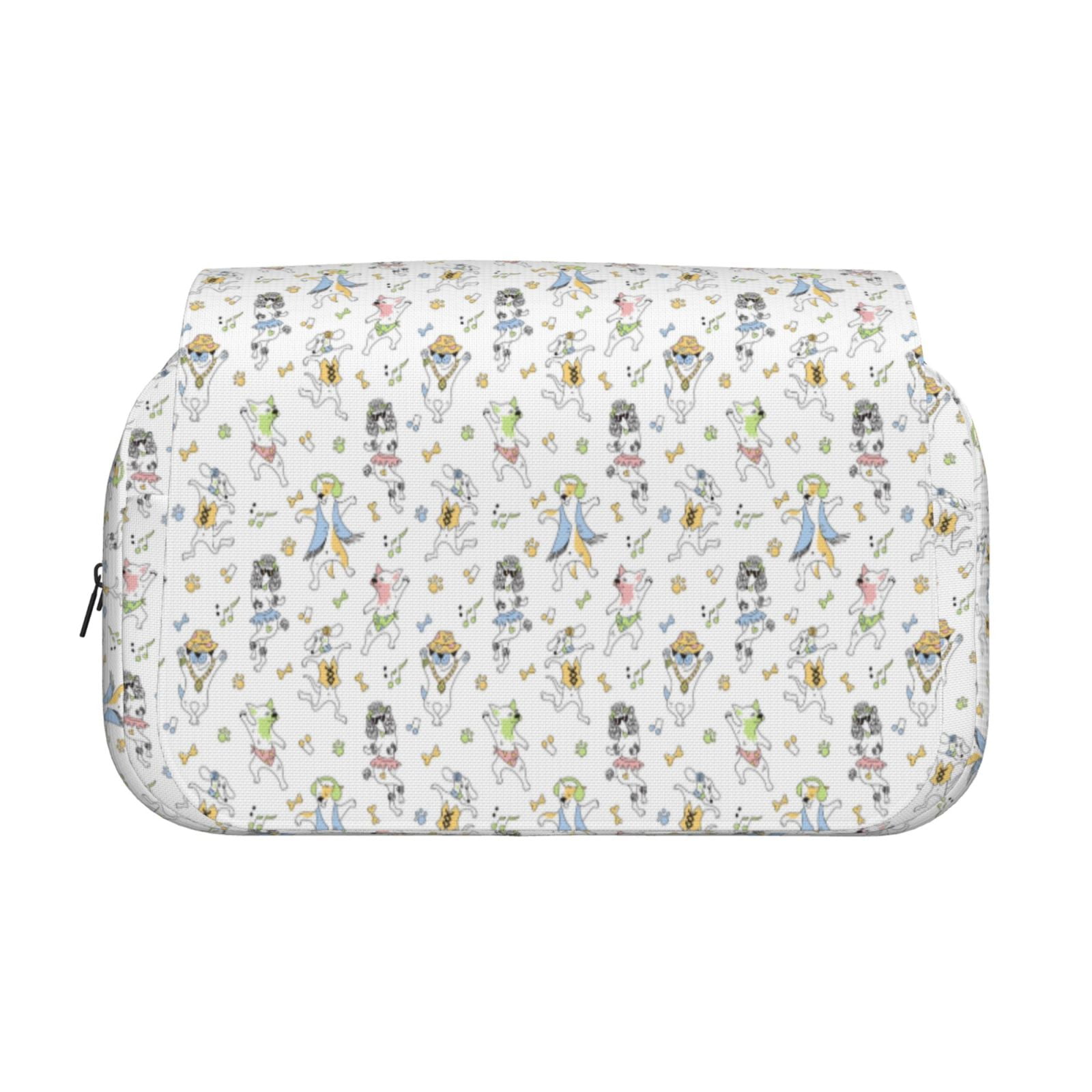 Rateoe Dancing Dogs Pattern Double Clamshell Pen Case, Storage Organizer with Two Zipper Compartments– Holds Up to 50 Pencils & Pens