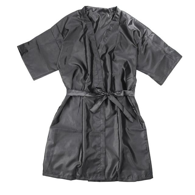 Grey Salon Client Gown Robe Cape Smock Water Repellent Anti Static One Size Fits Most