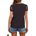 thumbnail image 4 of Idoravan Women's Plus Size Tops Fashion Womens Casual Solid Color V Neck Lace ing Short Sleevet Tops Loose Blouses, 4 of 5