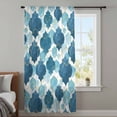 thumbnail image 3 of Blue Geometric Moroccan Sheer Curtains 63 Inches Long, Abstract Art Blue Ombre Modern Light Filering Curtains, Breathable Simi Curtain Privacy Drapes for Living Room Bedroom Window Treatment, 3 of 9