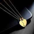 thumbnail image 5 of Broken Heart Necklace Women Men 316L Stainless Steel Best Friend BFF Foever Pendant 18k Gold/Rose Gold Plated Two Half Hearts Pendants Lover Couples J, 5 of 5