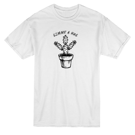Gimme A Hug Cactus Graphic Men White T-Shirt, Male Small