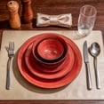 thumbnail image 5 of Stoneware Dinnerware Set, Black + Speckled Spin Wash (56pc Set, Red), 5 of 9