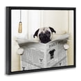 thumbnail image 3 of Stupell Industries Pug Reading Newspaper in Bathroom Jet Black Framed Floating Canvas Wall Art, 24x30, by In House, 3 of 9