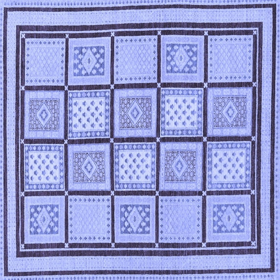 Ahgly Company Indoor Square Abstract Blue Modern Area Rugs, 3' Square