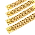 thumbnail image 5 of Gold Dog Chain Collar Walking Metal Chain Cuban Link Strong Heavy Duty Necklace 16" 18" 22" 24", 5 of 8