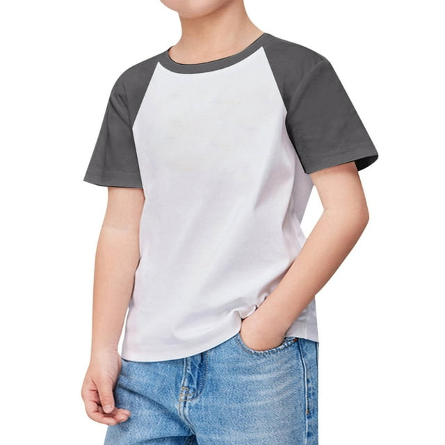 TIWEKE Polo pour Enfants, Manches Courtes Décontractées pour Garçons et Filles, Col Rond Surdimensionné, Polo à Manches Courtes pour Garçons de 5-6 Ans, Gris Foncé