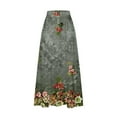 thumbnail image 5 of WXLWZYWL Women's Linen Maxi Skirt with Pockets - Floral Print Casual Elastic Waistband Flared Long Skirt 2024 Fall Fashion, 5 of 5
