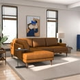 thumbnail image 4 of Harlan Pillow Back Genuine Leather Upholstered Left-Facing Sectional in Tan, 4 of 5