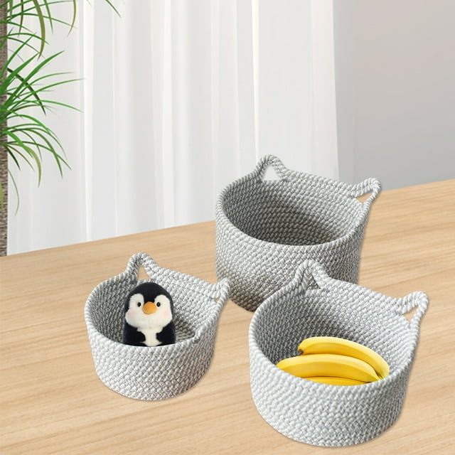Summer Savings Kcavykas Desktop Storage Set Ear Storage Box Cosmetics Snacks Sundries Key Woven Storage Basket Machine Washable Home Kitchen Convenient Woven Storage Basket