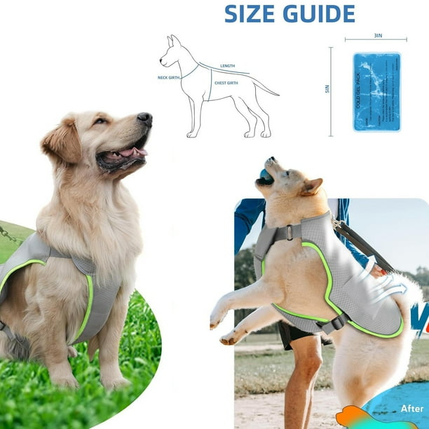 Chaleco gris para perros Chaleco de verano para mascotas con diseño ajustable, transpirable y térmico para perros pequeños, medianos y grandes