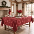 thumbnail image 5 of Sm:)e Pine Tree Snowflake Yarn Dyed Jacquard Woven Christmas Tablecloth 60x104 Inch, for Dining Decor, Rectangle, Red, 5 of 7