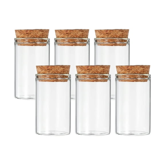Uxcell 20ml Test Tubes, 6pcs 1.97x1.18 Glass Clear Flat Bottom Test Tube Containers with Cork Stopper