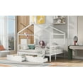 thumbnail image 3 of EUROCO Full Size House Bed with Two Drawers for Kids Teens, Solid Wood Platform Bed for Living Room, White, 3 of 11