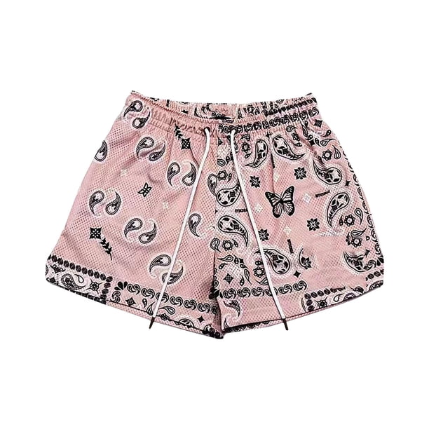 Pantalones Atléticos de Verano de la Cintura Elástica con Cordón Imprimir Pantalones Cortos Deportivos de Cinco Puntos para la Playa Y el Gimnasio