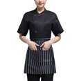 thumbnail image 1 of Summer Chef Coat Polyester Chef Uniform Button con bolsillos delanteros Traje de catering Moda de cocina Suministros de cocina para cafetería Black 3XL Scienceny LF000330-05, 1 of 7