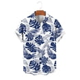 thumbnail image 6 of Erwazi Men's Hawaii Printed Cotton Linen Shirt Short Sleeve Collared Button Down Casual Shirt with Chest Pocket, 6 of 7