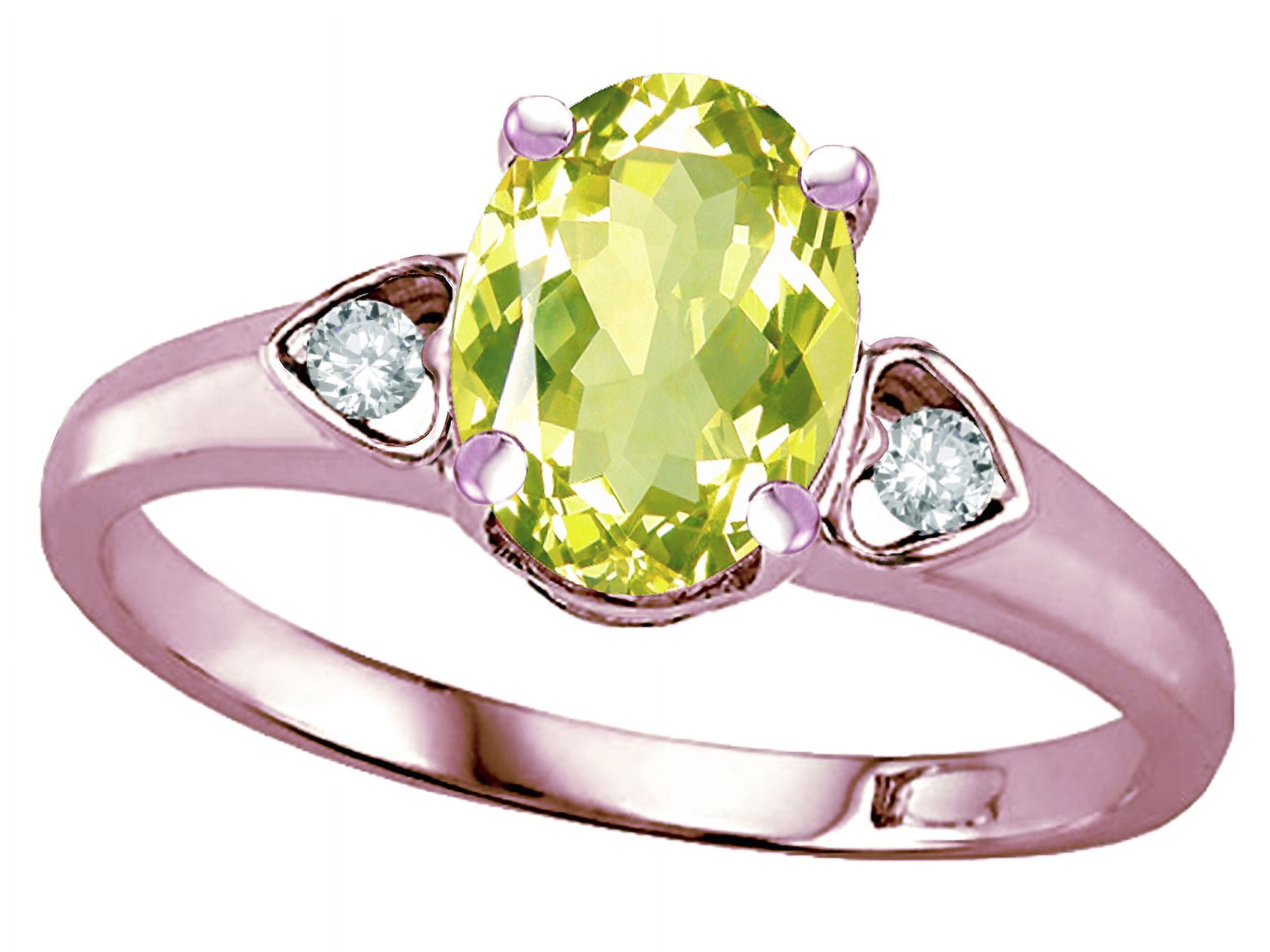 Star K   Oval 8x6 Genuine Lemon Quartz Love Promise Ring