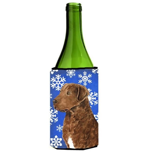 Chesapeake Bay Retriever Winter Snowflakes Holiday Wine bottle sleeve Hugger 24 oz.