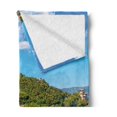 thumbnail image 2 of Italy Soft Flannel Fleece Blanket, Portofino Landmark Aerial Panoramic View Village and Yacht Little Bay Harbor, Cozy Plush for Indoor and Outdoor Use, 60" x 80", Blue Green Yellow, by Ambesonne, 2 of 5