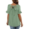 thumbnail image 4 of Blusas y blusas para mujer Elegantes camisas de verano con mangas con volantes y cuello cuadrado Blusas con lazo en la espalda OAVQHLG3B Store lin121212, 4 of 5