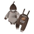 thumbnail image 2 of Cjfdfy Newborn Baby Boy Fall Clothes My First Football Season Long Sleeve Striped Romper Overalls Pants Hat Set Newborn Coming Home Fall Winter Clothes, 2 of 10