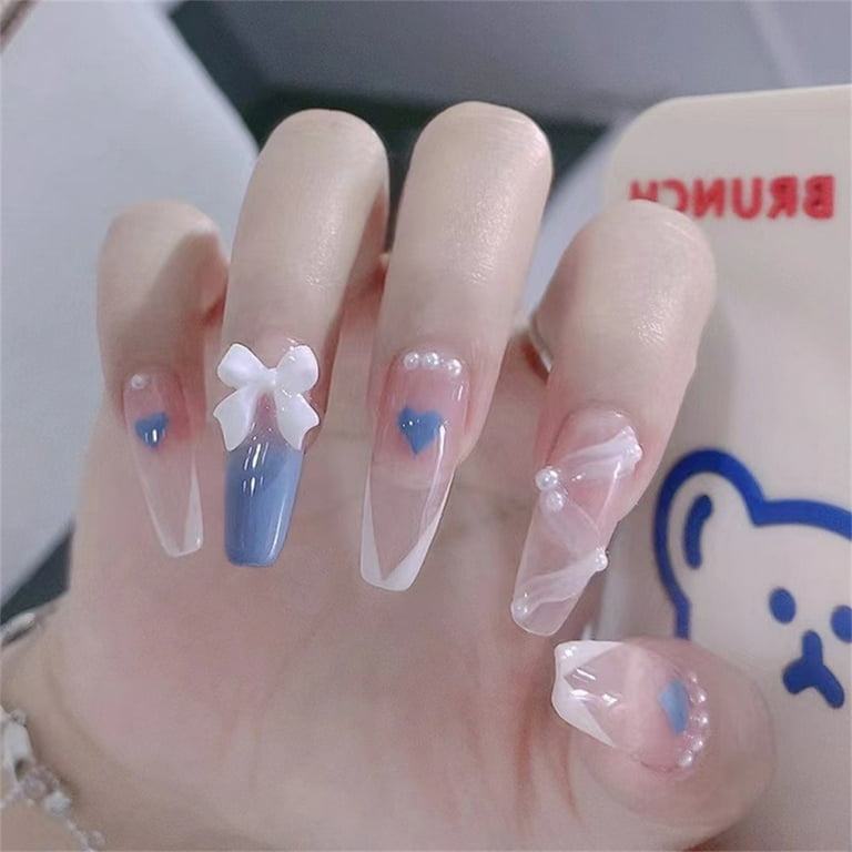 blue heart nail designs