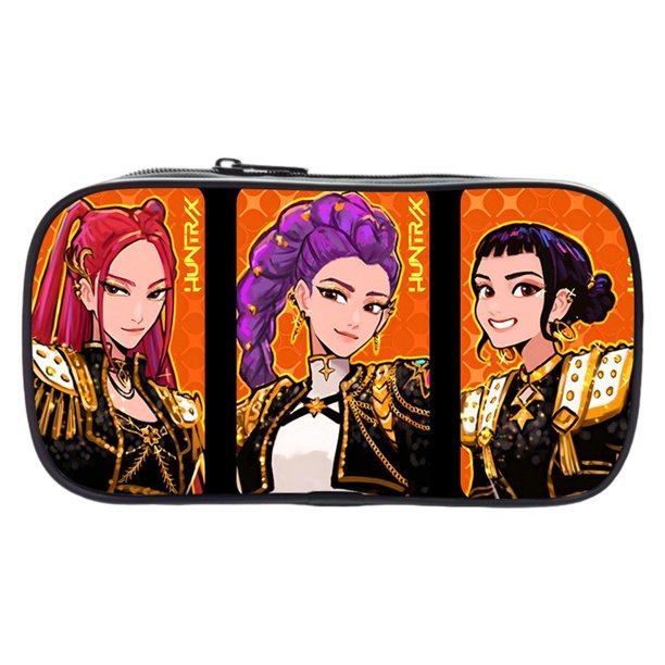 Kpop Demon Hunters Large Pencil Case with Zipper 8.3" Storage Pen Bag Organizer Stationery, Portable Makeup Bag Best Cute Xmas Collectible Birthday Gift
