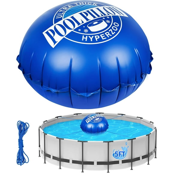 5 x 5 Ft Pool Pillows for Above Ground Pools, PRI Heavy Duty Pool Closing Kit for Above Ground, Upgraded 0.5mm PVC Cold-Resistant Inflatable Air Pillow for Winterizing, with 49.2ft Rope