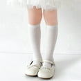 thumbnail image 2 of LIIPEE Girls Boys Sock Solid Color Cotton Knee High Stockings Child Breathable Party Sock,White,9-12 Years, 2 of 5