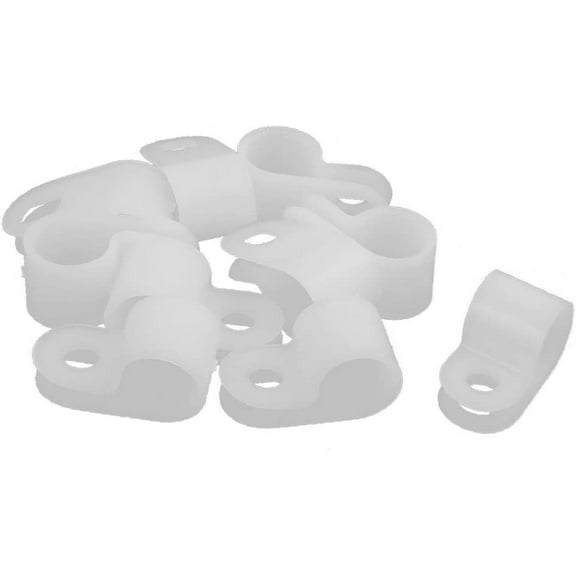 10Pcs creamy-white Nylon R-Type Cable Clamp 3/8" for Wire Hose Tube(Fascetta cavo in nylon R-Type da 10 pezzi in bianco- da 3/8' per tubo flessibile