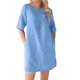 thumbnail image 1 of Gibobby Vestido casual de verano para mujer Vestido de verano para mujer, cuello redondo, ajuste holgado, manga de siete cuartos, cómodo, informal, color sólid(Azul,M), 1 of 5