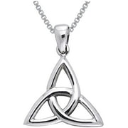 Sterling Silver Celtic Triquetra Trinity Knot Pendant on 18 Inch Box Chain Necklace