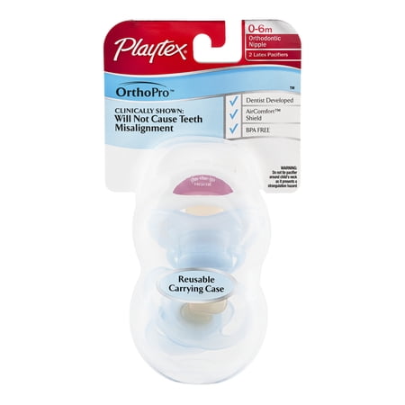 Playtex OrthoPro Latex Unisex Pacifiers 0-6m, 2 Count (Unisex)