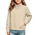 thumbnail image 5 of NAISIBABY Girls' Long Sleeve Sweatshirt, Half-Zip Funnel Neck Loose Pullover Top with Pockets Fall Winter Size 13, 5 of 6