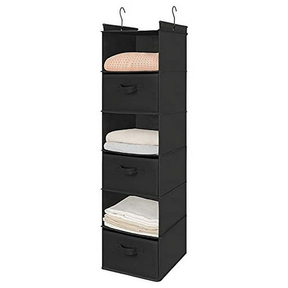 MAX Houser 6 Tier Shelf Hanging Closet Organizer, Closet Hanging Shelf with 2 Sturdy Hooks and Three Drawers