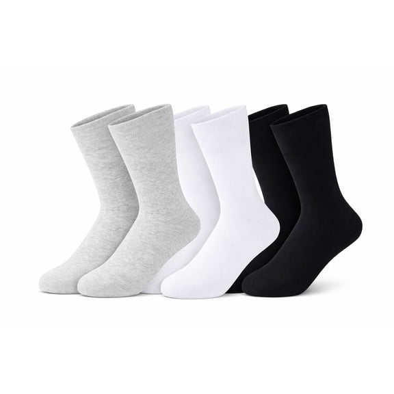 Lsupdaol 6 Pairs Non Binding Loose Fit Ankle Socks - Seamless Wide Thin Crew Socks with No Elastic Top for Men & Women, Plus