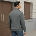 thumbnail image 3 of FEDTOSING Quarter Zip Pullover Sweater Men Vintage Fall V Neck Long Sleeve Polo Fleece Jacket, 3 of 7