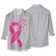 thumbnail image 2 of Camisa de manga larga para hombre, blusa con cuello vuelto, botones informales, camisa de cobertura con estampado de cinta de color para el día de la lactancia Odeerbi ODB-2, 2 of 4