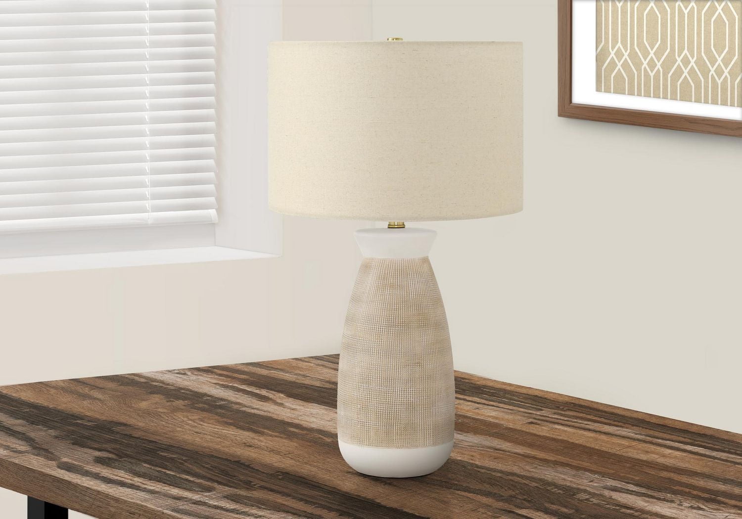 Monarch Specialties Lighting, 27"h, Table Lamp, Cream Ceramic, Beige Shade, Contemporary