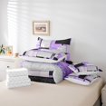 thumbnail image 5 of Manfei Plum Glitter Square Bedding Comforter Set 7-Piece, Abstract Ombre King Bedding Sets, Chic Geometric Striped Reversible Bed Sheets, Super Cozy Room Decor, 5 of 7