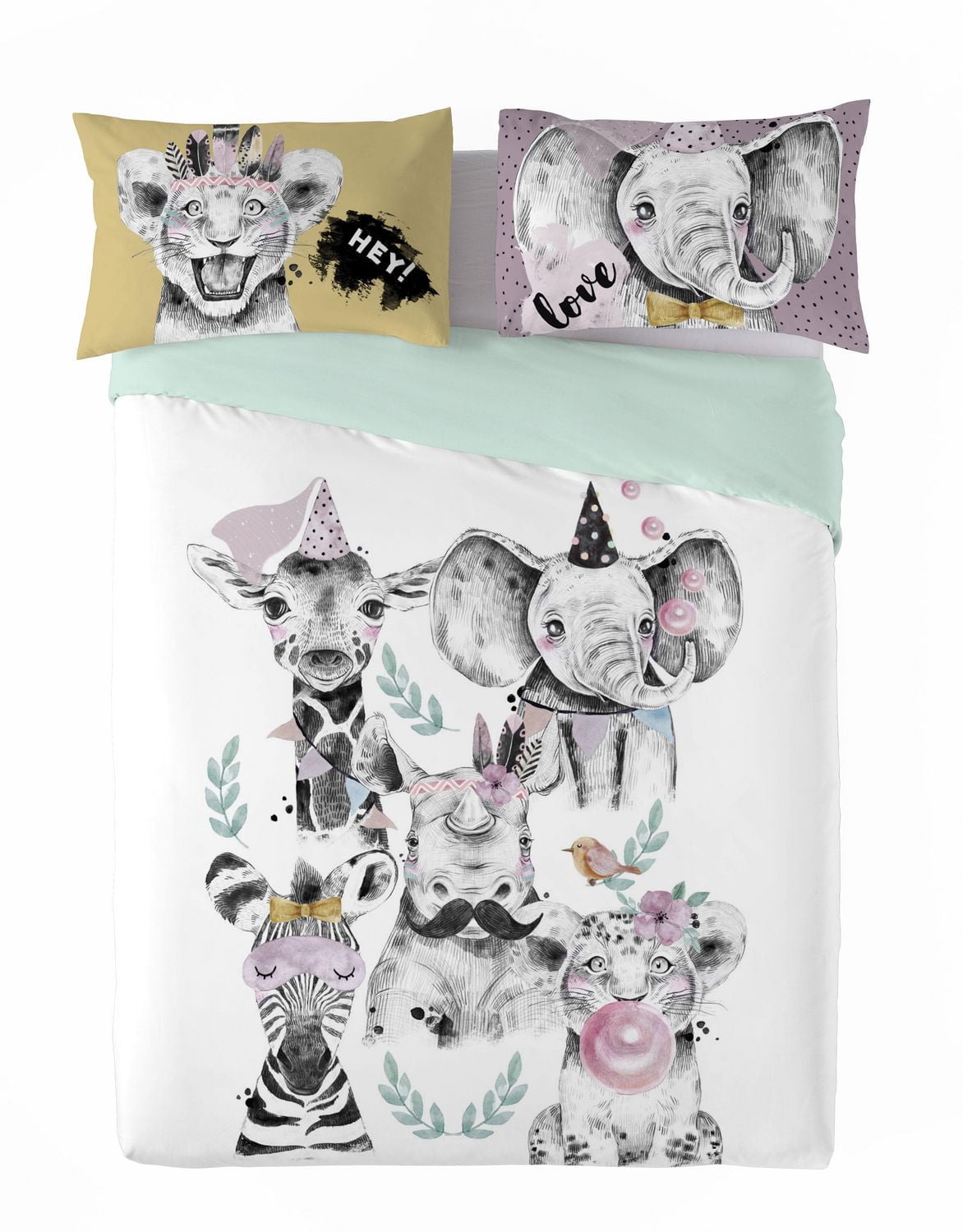 Ensemble de housse de couette 3 pièces Lika de Gouchee Home – Literie réversible en coton à imprimé animalier