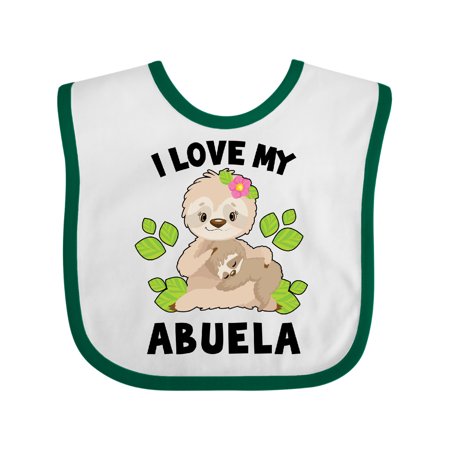 

Inktastic Cute Sloth I Love My Abuela with Green Leaves Gift Baby Boy or Baby Girl Bib