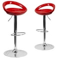 thumbnail image 2 of Flash Furniture Wilson 2 Pack Contemporary Red Plastic Adjustable Height Barstool with Rounded Cutout Back and Chrome Base, 2 of 14