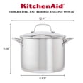 thumbnail image 2 of Olla KitchenAid de acero inoxidable cepillado de 8 litros con tapa, 2 of 9