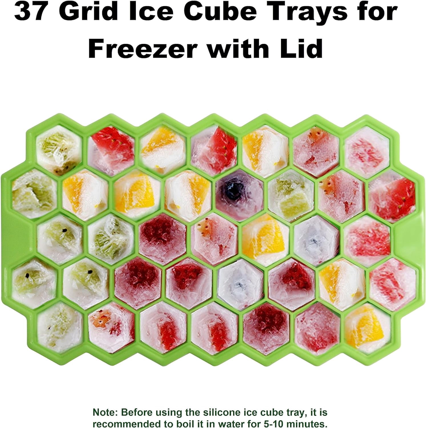 Ice Cube Trays for Freezer with Lid-Silicone Ice Cube Tray with Lid Ice Maker 3 Pack Multicolor, Easy-Release Reusable Ice Cube Coffee Scoop for Coffee Bar Accessories