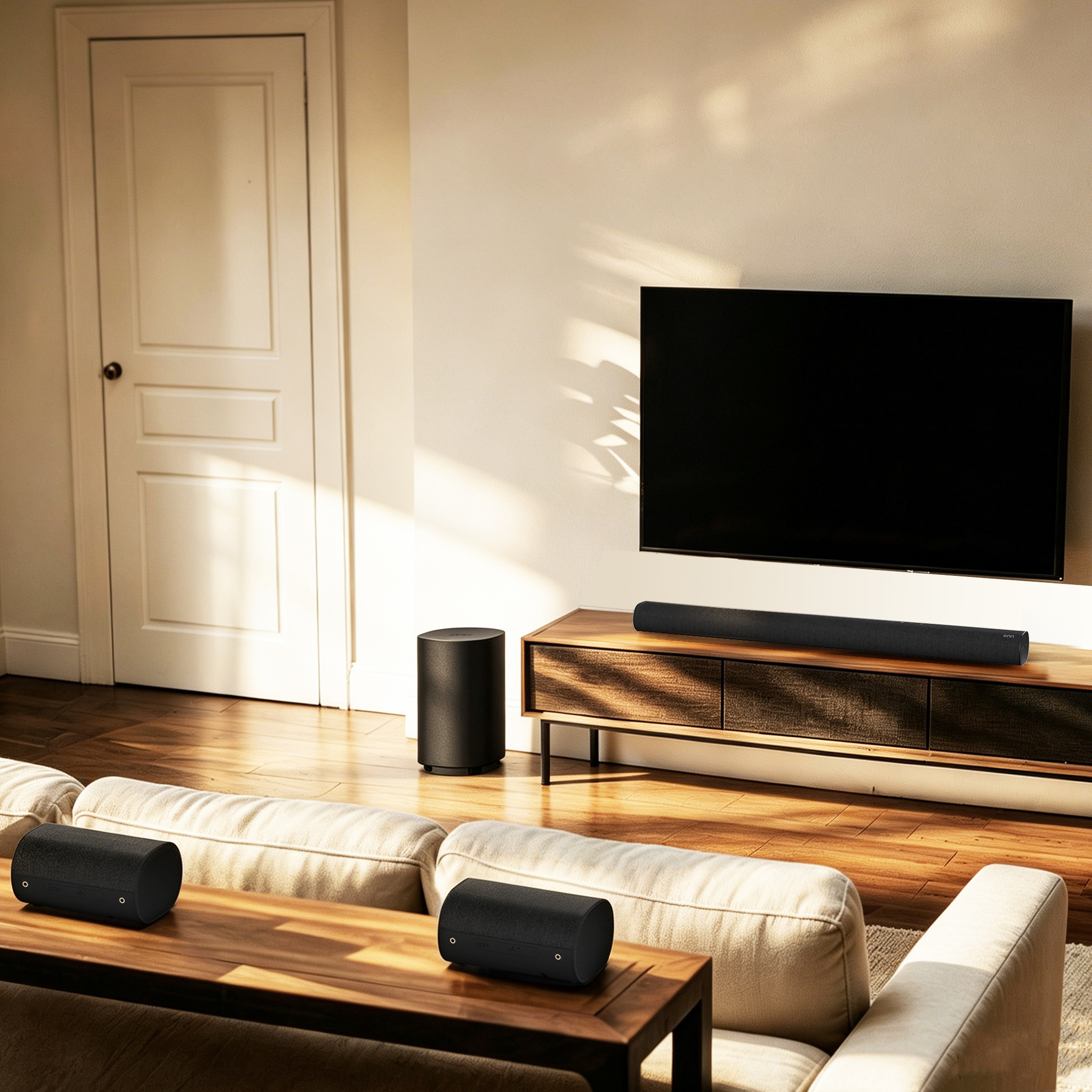 onn. Sistema de Barra de Sonido 5.1.2 con Dolby Atmos, Subwoofer Inalámbrico y Satélites Inalámbricos, 42" 4