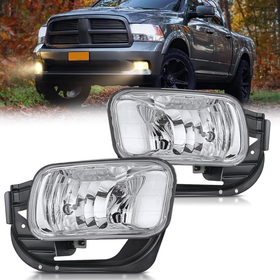 Nilight Fog Lights Assembly Compatible with 2009 2010 2011 2012 Dodge Ram 1500 2010 2011 2012 2013 2014 2015 2016 2017 2018 Dodge Ram 2500 3500 Fog Light Replacement Clear Len