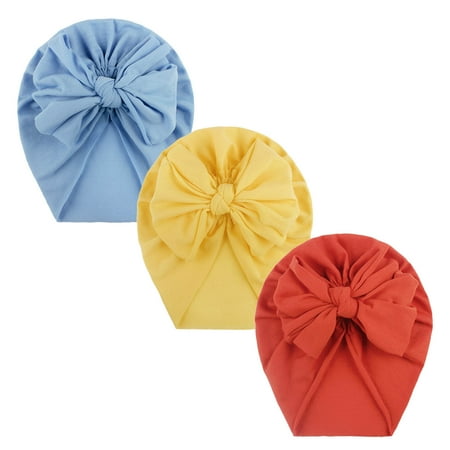 

Baby Hats Toddler Kids Baby Girls Solid Bow Knotted Hat Beanie Headwear Accessories 3Pcs Baby Clothes F